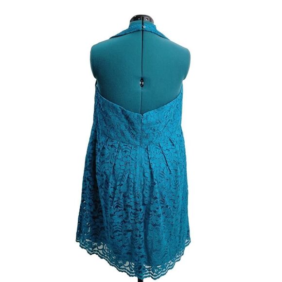 David's Bridal Malibu Blue Lace Halter Short Dress Wedding Guest Size 18 - Picture 3 of 9